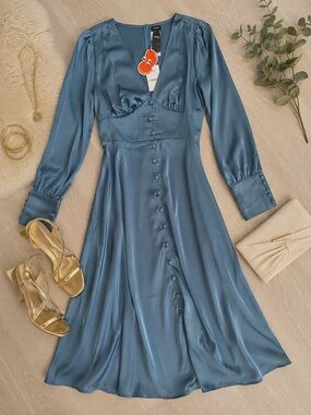 cider blue silk dress | Dresses | Cider Royal Long Sleeve Knit Midi plus size prom gown What Color Shoes Black Color:As Picture:Ivory/Nude